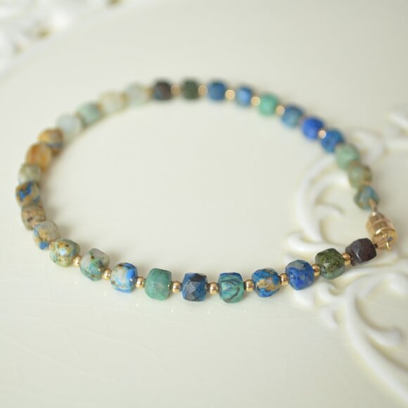 Chrysocolla Gemstone Beaded Bracelet - Handmade - Picture 5 of 13